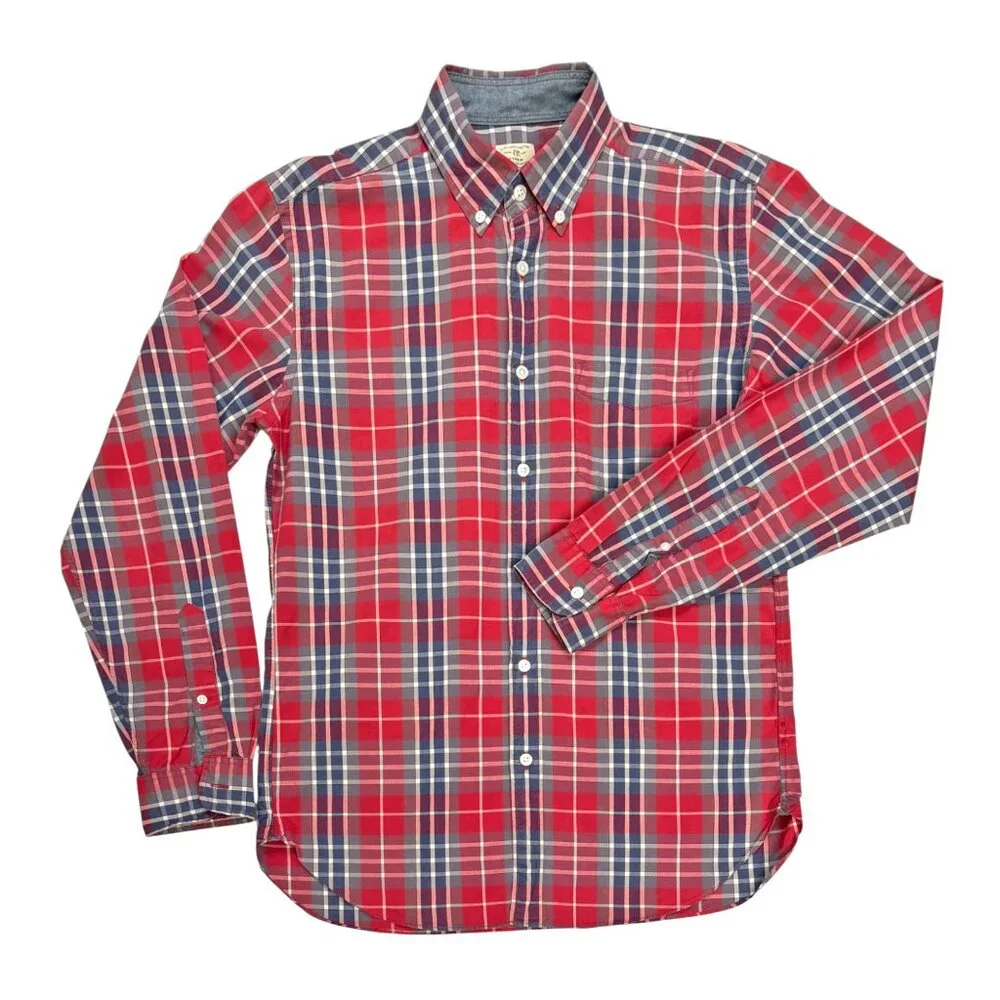 J. Crew Red Plaid‎ 2 Ply Cotton Collared Button Up Shirt